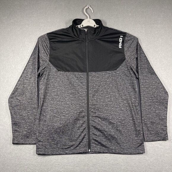 And1 Other - AND1 Track Jacket Mens Large Black Gray Colorblock Full Zip Athletic Basketball